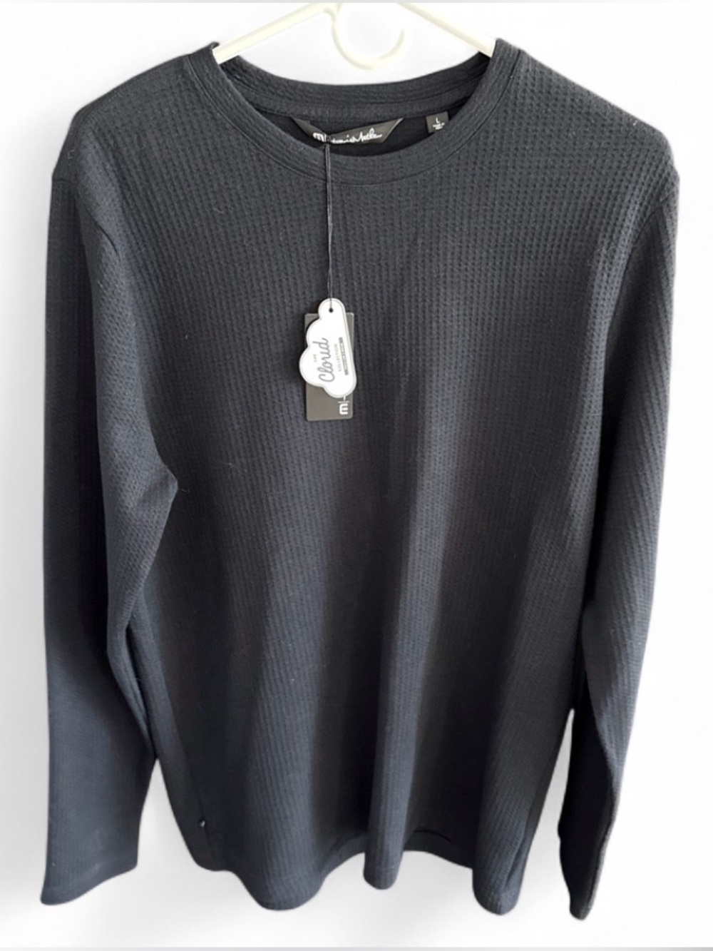 NWT Travis Mathew Black Crewneck Thermal Knit Sweater